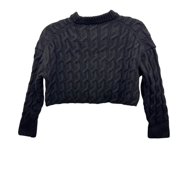Aritzia Babaton Glory Merino Wool Cable Knit Cropped Sweater Black Size Medium - Picture 4 of 9
